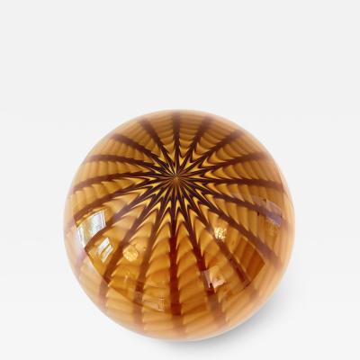 Amber and Brown Spider Sphere Table Lamp in Murano Glass