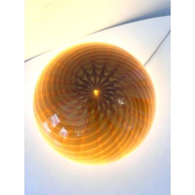 Amber and Brown Spider Sphere Table Lamp in Murano Glass