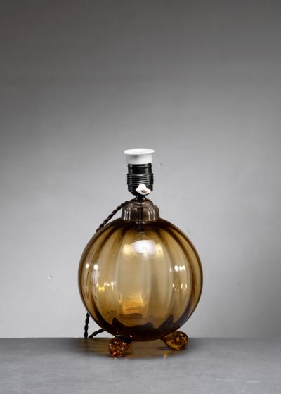 Amber glass table lamp