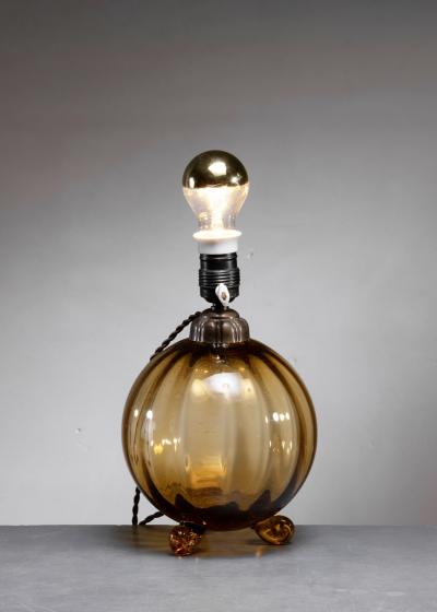 Amber glass table lamp