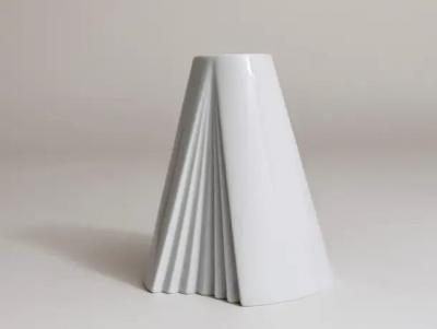 Ambrogio Pozzi Ambrogio Pozzi Rosenthal White Geometric Op Art Porcelain Vase Germany 1980s