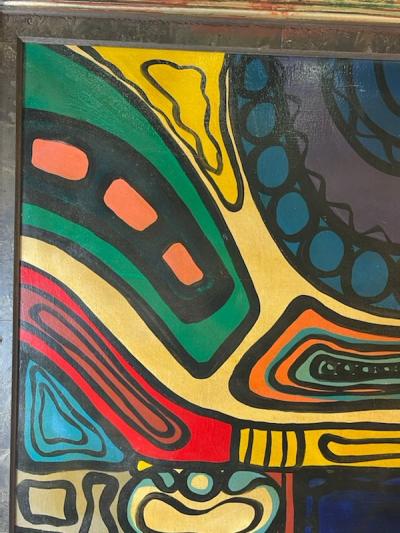 Amelia Pelaez MID CENTURY MODERNIST COLORFUL INTERIOR PAINTING AFTER AMELIA PELAEZ