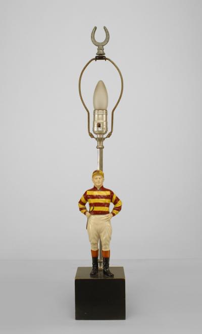American 1940s Painted Metal Table Lamp
