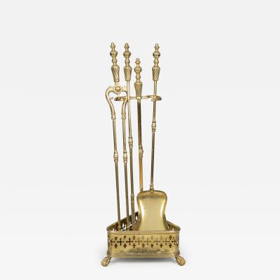 American 19th Century Brass Fireplace Tool Set