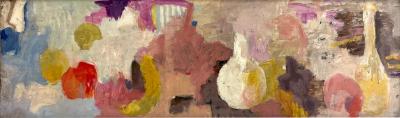 American Abstract Painting unsigned original walnut frame