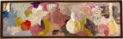 American Abstract Painting unsigned original walnut frame