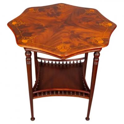 American Aesthetic Mahogany and Inlaid Table