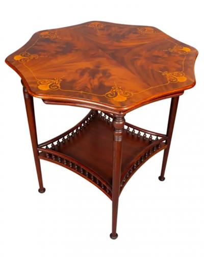 American Aesthetic Mahogany and Inlaid Table