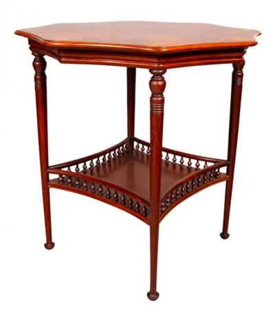 American Aesthetic Mahogany and Inlaid Table