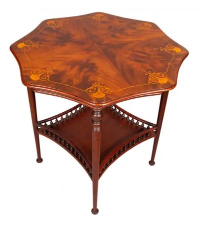 American Aesthetic Mahogany and Inlaid Table