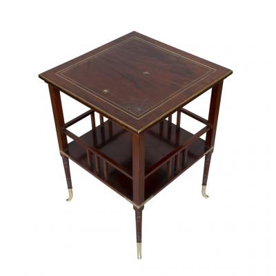 American Aesthetic Mahogany and Mother of Pearl Table by A H Lejambre