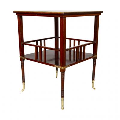 American Aesthetic Mahogany and Mother of Pearl Table by A H Lejambre