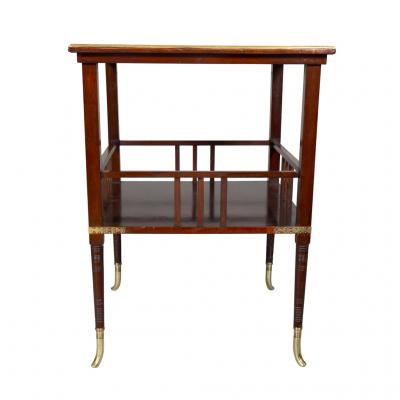 American Aesthetic Mahogany and Mother of Pearl Table by A H Lejambre