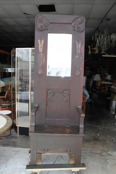 American Antique Oak Hall Tree with Storage Bench
