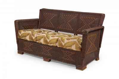 American Art Deco 3 Piece Wicker Salon Set