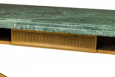 American Art Deco Bronze and Marble Bank Console Table