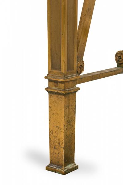 American Art Deco Bronze and Marble Bank Console Table