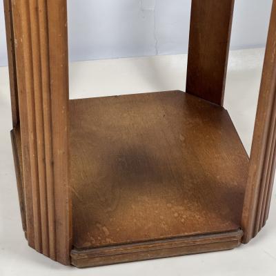 American Art Deco Carved Wood and Blue Mirror Pedestal or Tall Side Table