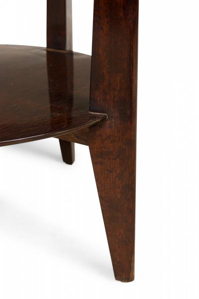 American Art Deco Circular Glass Top Lacquered Mahogany End Side Table