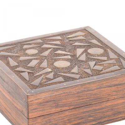 American Art Deco Rosewood and Brass Box
