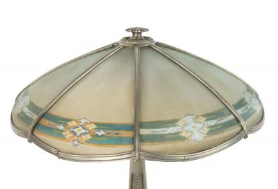 American Art Deco Silvered Metal Table Lamp