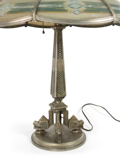 American Art Deco Silvered Metal Table Lamp