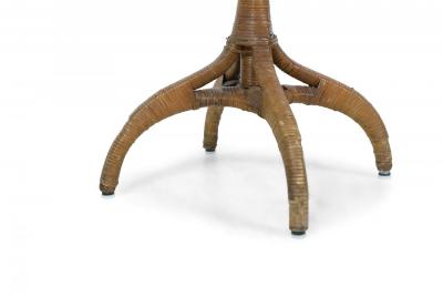 American Art Deco Style Octagonal Wood Top Wicker Bistro Table