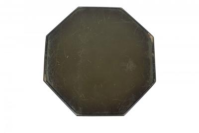 American Art Deco Style Octagonal Wood Top Wicker Bistro Table