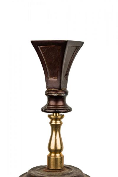 American Art Deco Style Oxblood Red Porcelain and Brass Table Lamp