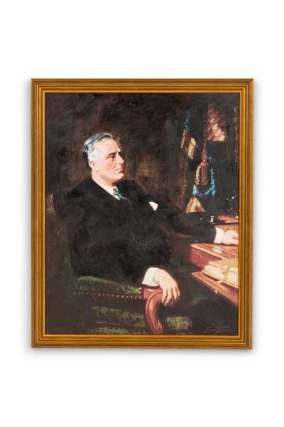 American Art Deco Style Portrait of Franklin D Roosevelt