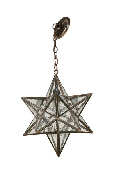 American Art Deco Textured Clear Leaded Glass Star Shaped Chandelier