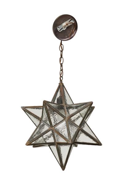 American Art Deco Textured Clear Leaded Glass Star Shaped Chandelier