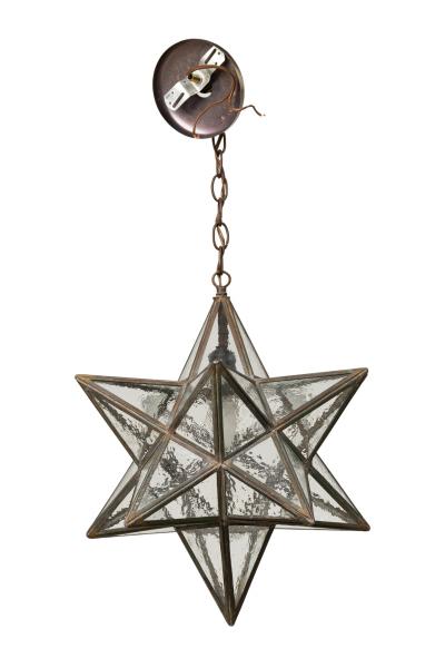 American Art Deco Textured Clear Leaded Glass Star Shaped Chandelier