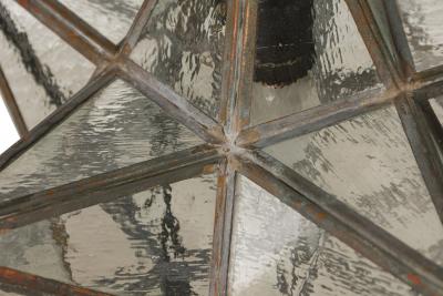 American Art Deco Textured Clear Leaded Glass Star Shaped Chandelier