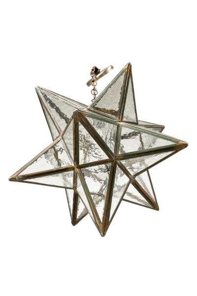 American Art Deco Textured Clear Leaded Glass Star Shaped Chandelier