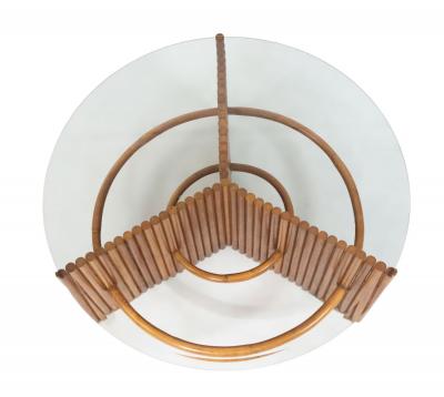 American Art Moderne Pine Faux Bamboo and Glass Coffee Table