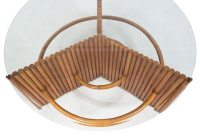 American Art Moderne Pine Faux Bamboo and Glass Coffee Table