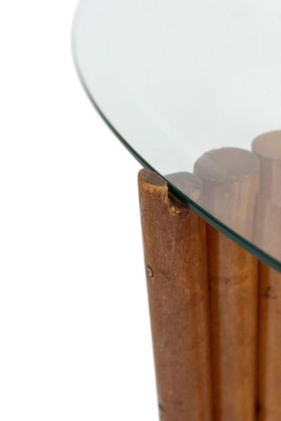 American Art Moderne Pine Faux Bamboo and Glass Coffee Table