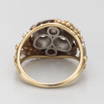 American Arts Crafts 18K Gold Platinum Diamond Ring