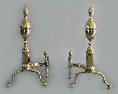 American Brass Double Lemon Top Andirons