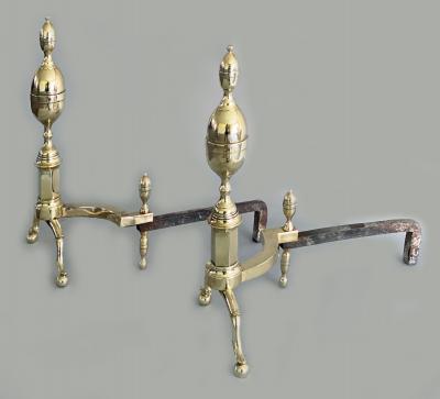 American Brass Double Lemon Top Andirons