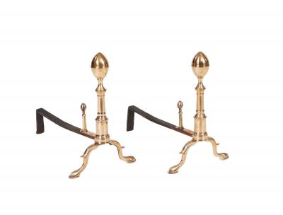 American Brass Lemon Top Andirons