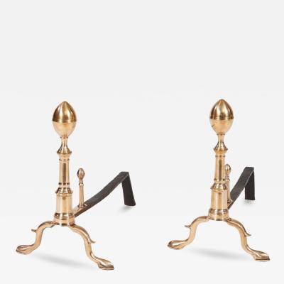 American Brass Lemon Top Andirons
