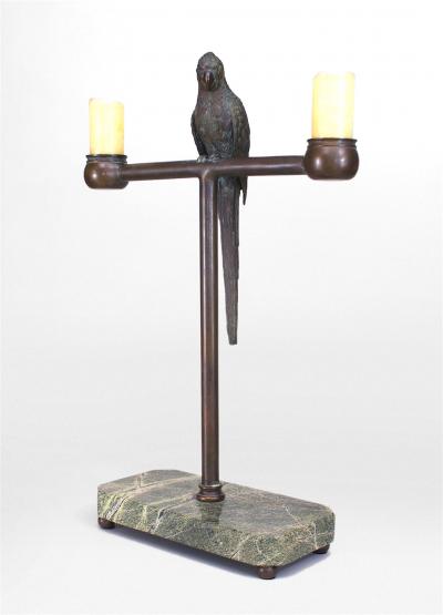 American Bronze Parrot Candelabra