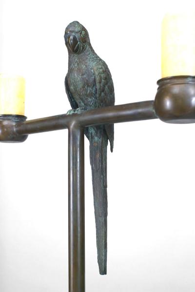 American Bronze Parrot Candelabra
