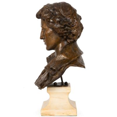 American Bronze Sculpture Bust Percy Shelley 1912 by William Partridge