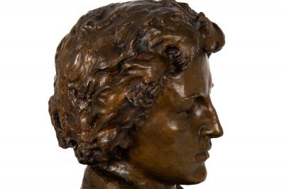 American Bronze Sculpture Bust Percy Shelley 1912 by William Partridge