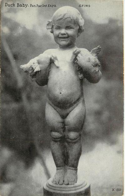 American Bronze Sculpture Fountain Baby Duck Edith Barretto Parsons 41 H