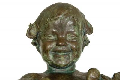 American Bronze Sculpture Fountain Baby Duck Edith Barretto Parsons 41 H