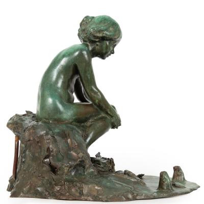 American Bronze Sculpture Fountain Undine 1914 by Edward Berge
